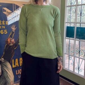 Vintage 1970s 1980s Hand dyed over dyed green thermal